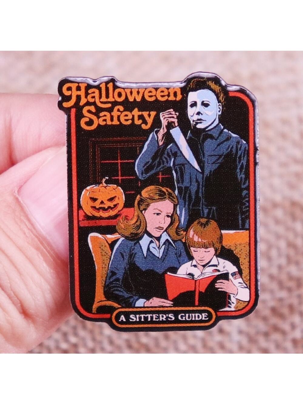 Michael Myers Halloween Safety A Sitter Guide  Enamel Pins 04-3